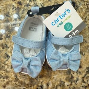 NWT Size 0-3 Months Carter's Child of Mine Light Blue Baby Shoes